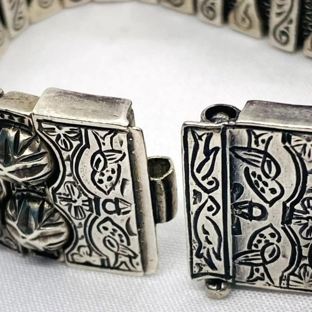 SOLD!! Konstantino Sterling Silver Turquoise Panel Links Bracelet 6.75" - Picture 9 of 16